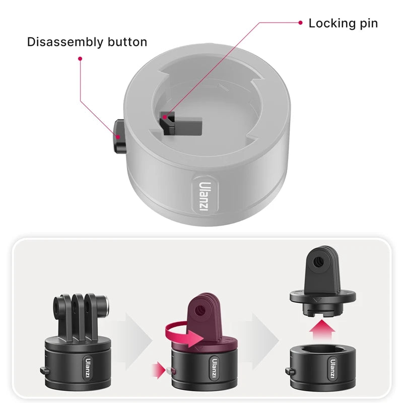 Send It Quick Release Magnetic Mount Base GoPro and 1/4'' Tripod Mount Base Adapter for GoPro 12/11/10/Max/8/7/6/5 compatible