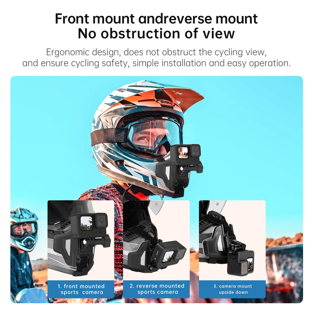 Send It Helmet Chin Mount mounted on helmet with action camera