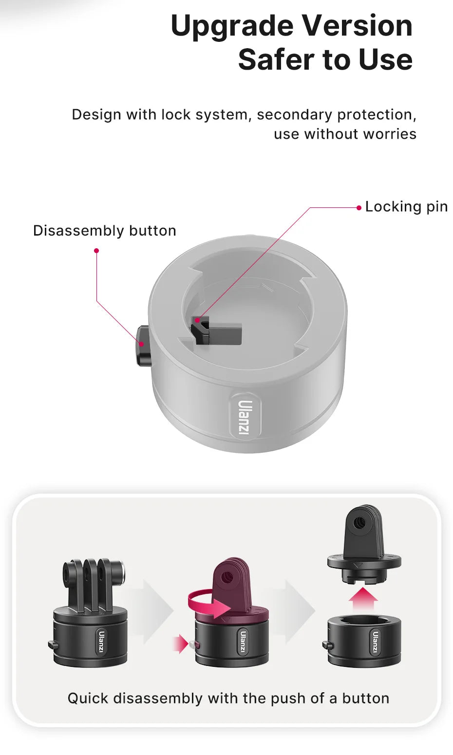 Send It Quick Release Magnetic Mount Base GoPro and 1/4'' Tripod Mount Base Adapter for GoPro 12/11/10/Max/8/7/6/5 compatible