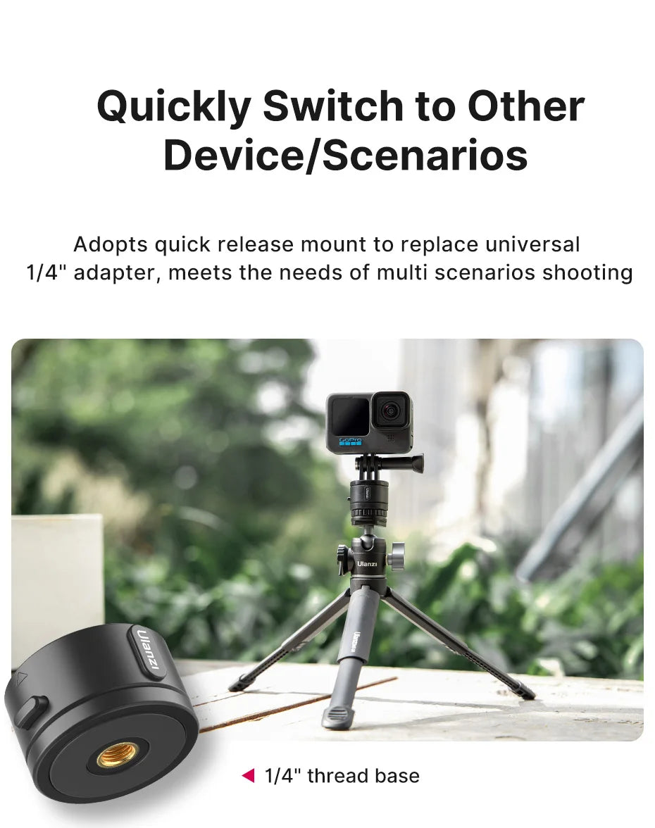 Send It Quick Release Magnetic Mount Base GoPro and 1/4'' Tripod Mount Base Adapter for GoPro 12/11/10/Max/8/7/6/5 compatible