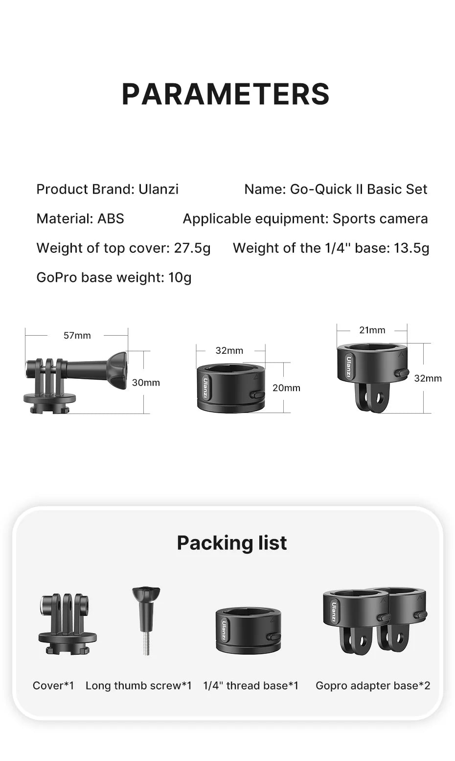 Send It Quick Release Magnetic Mount Base GoPro and 1/4'' Tripod Mount Base Adapter for GoPro 12/11/10/Max/8/7/6/5 compatible